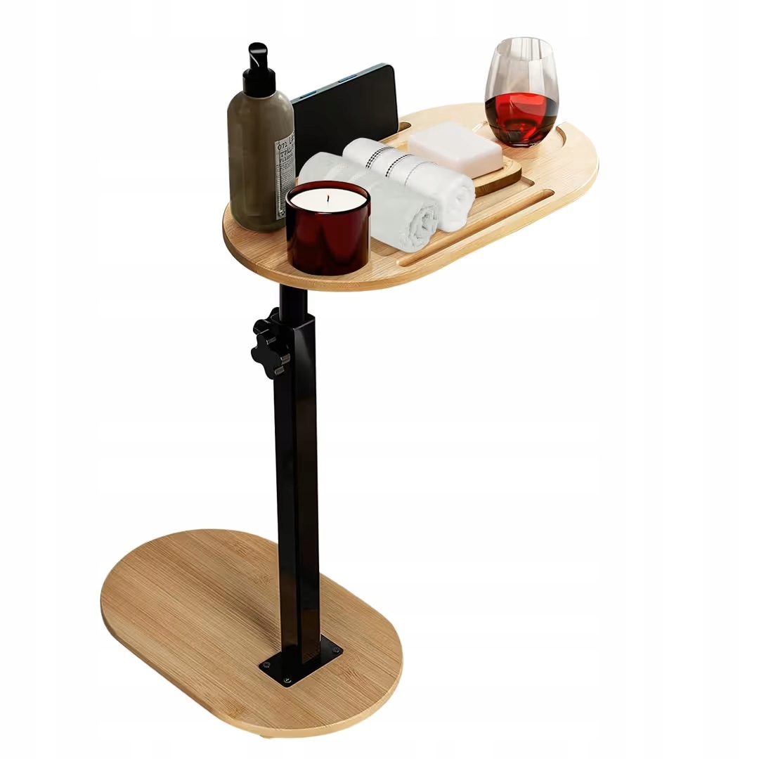 Bambusový noční stolek do obývacího pokoje, vany, ložnice, nastavitelný, 40~82x43x22 cm