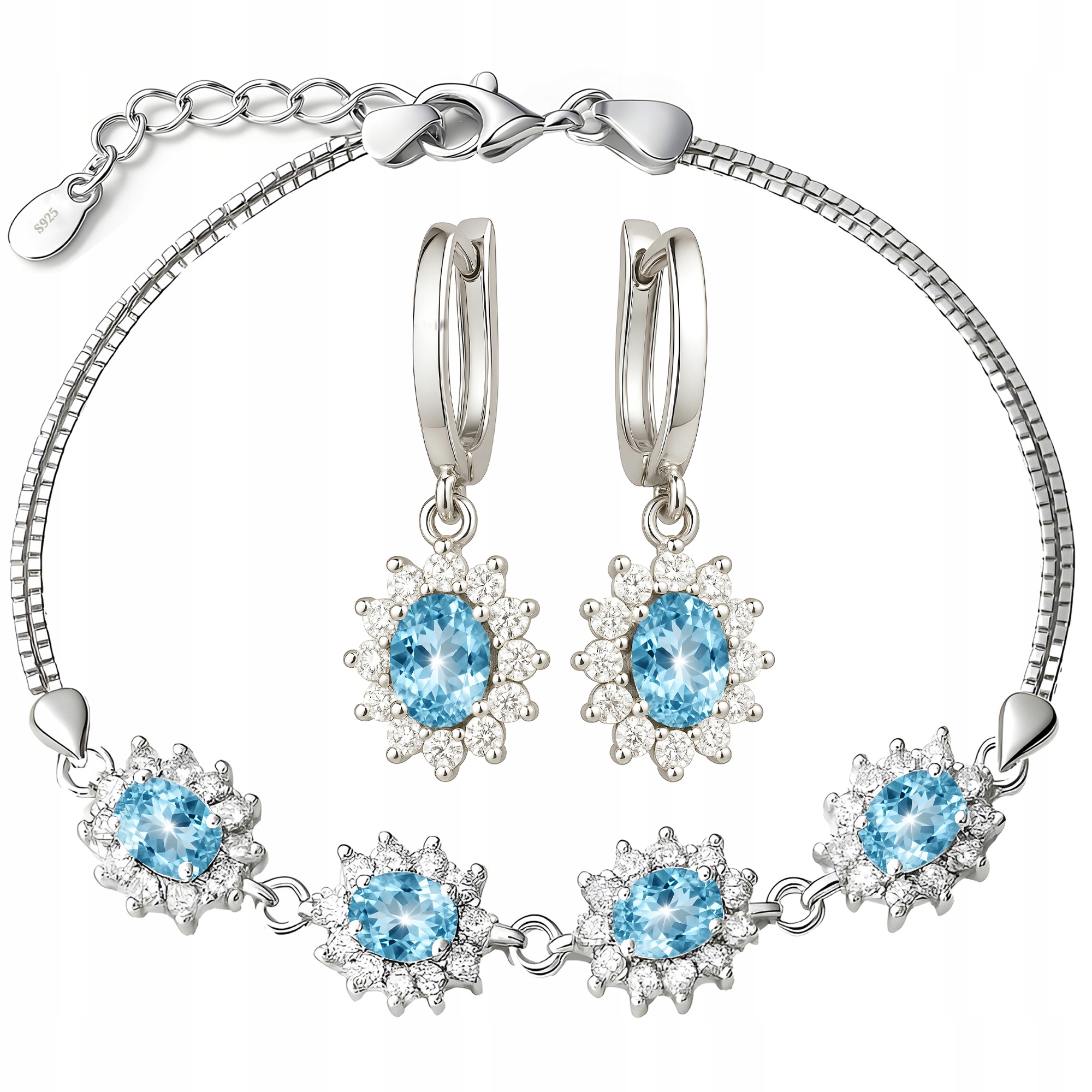 Dámská sada šperků ze stříbra 925 Náušnice a náramek jako Dárek