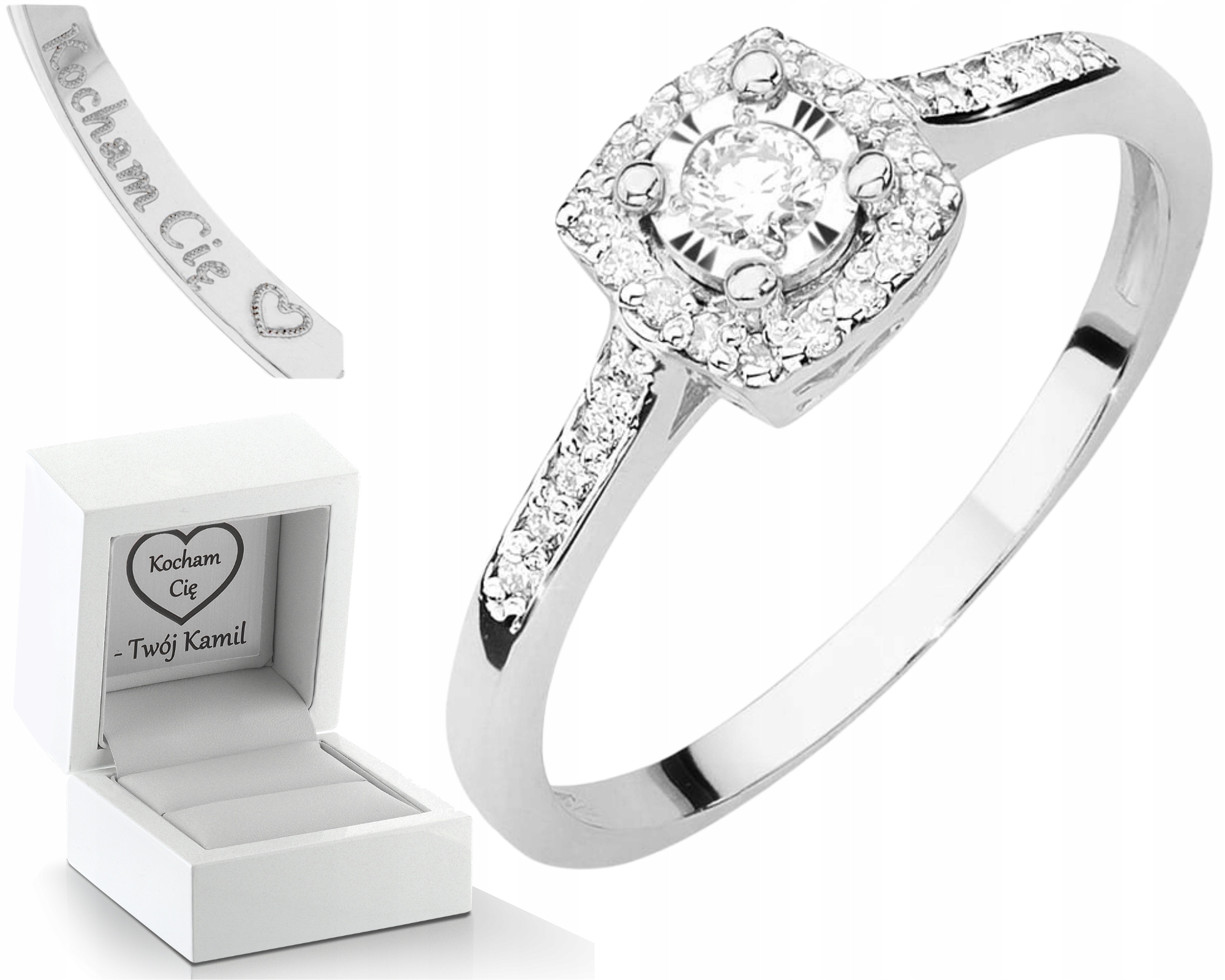 Bílé Zlato Prstýnek Diamanty Lab Jako Dárek Drť 585 14K