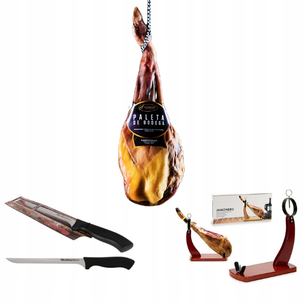 Levně Sada Jamon Španělská Plec Bodega stojan nůž