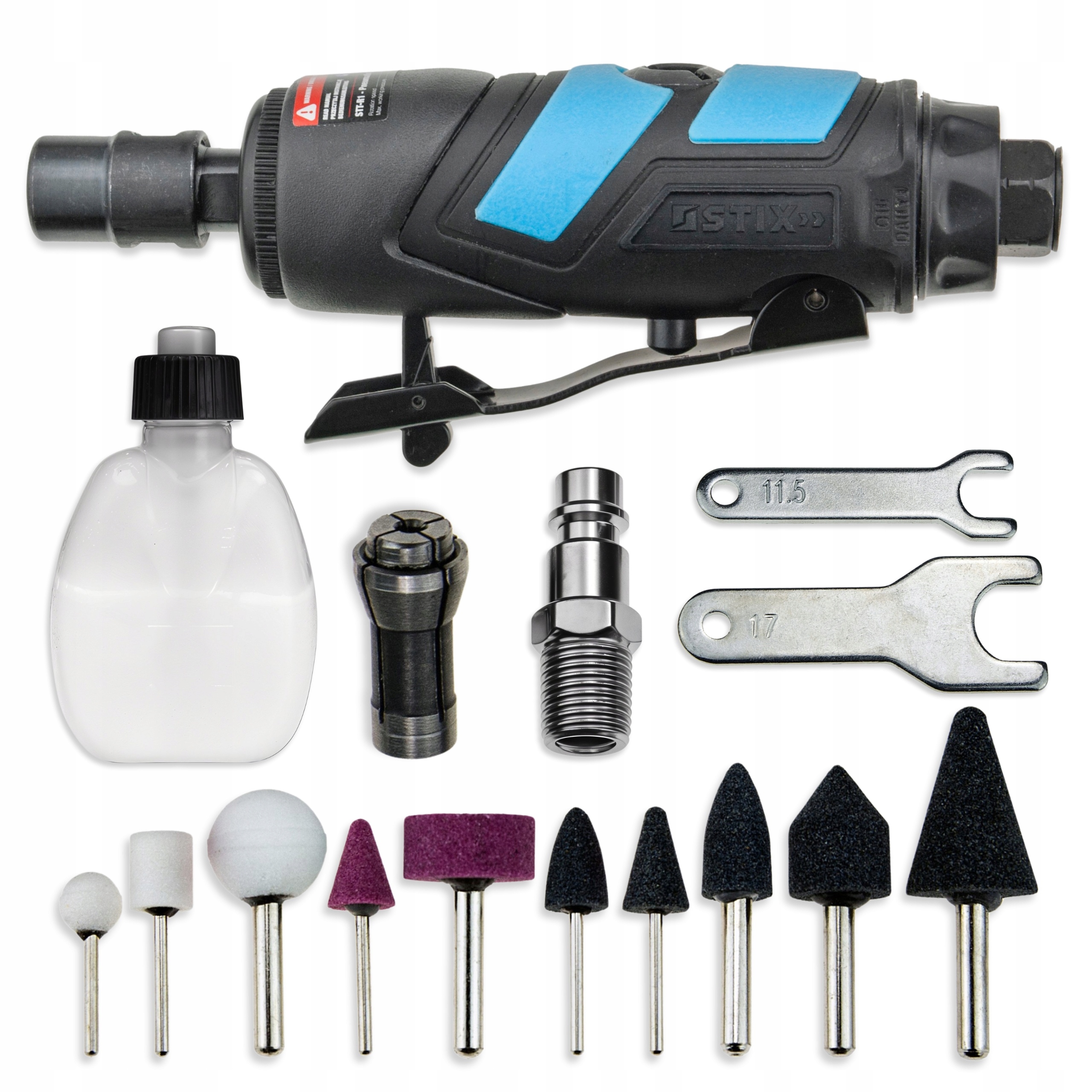 Pneumatická Bruska Přímá Stopková 6 MM 1/4'' S Příslušenstvím Stix