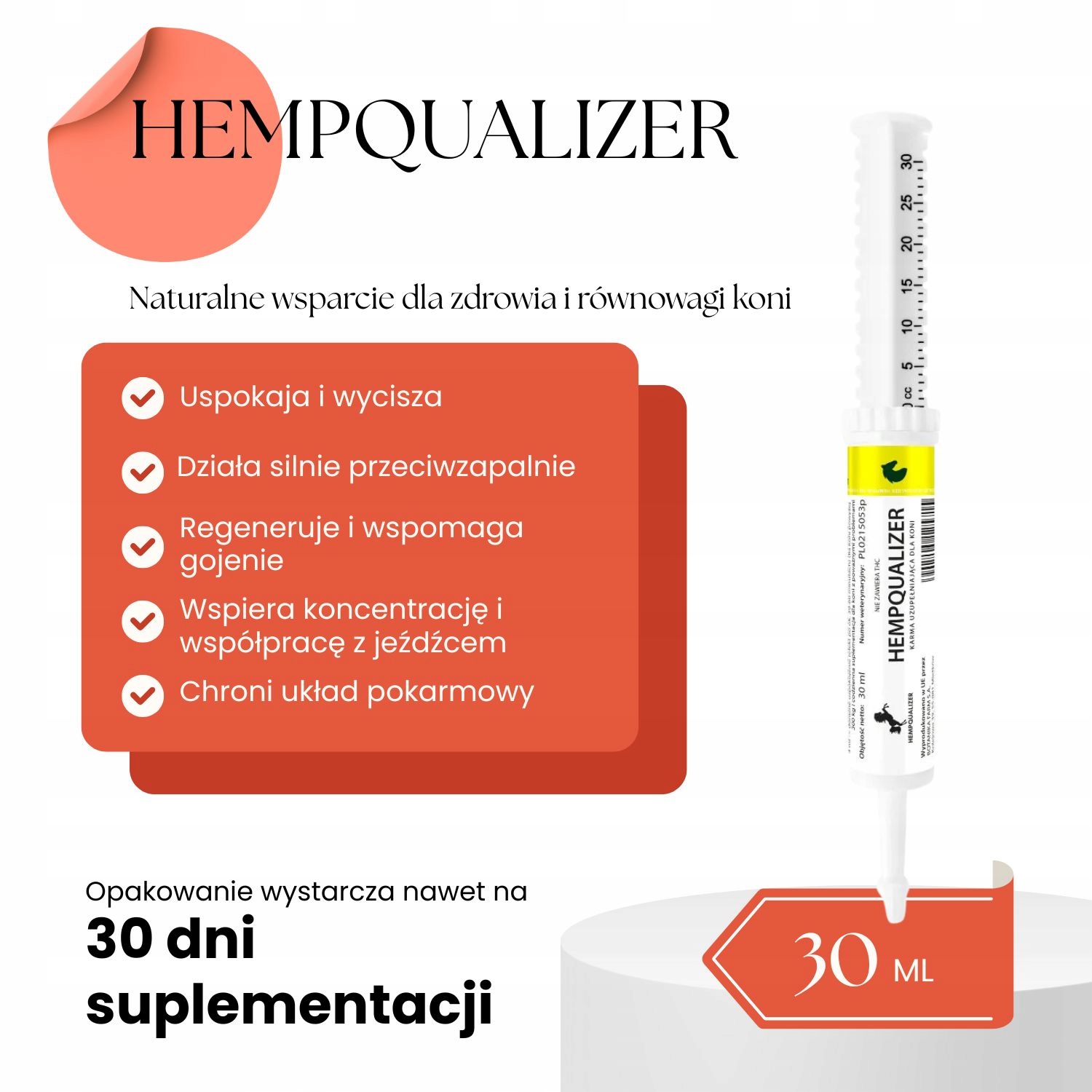 Hempqualizer Konopný uklidňující přípravek pro koně 30 ml