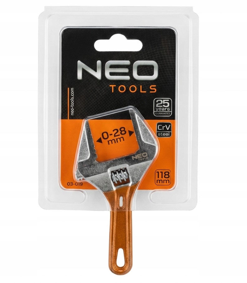 Klucz nastawny krótki 118mm zakres 0-28mm 03-019 Neo