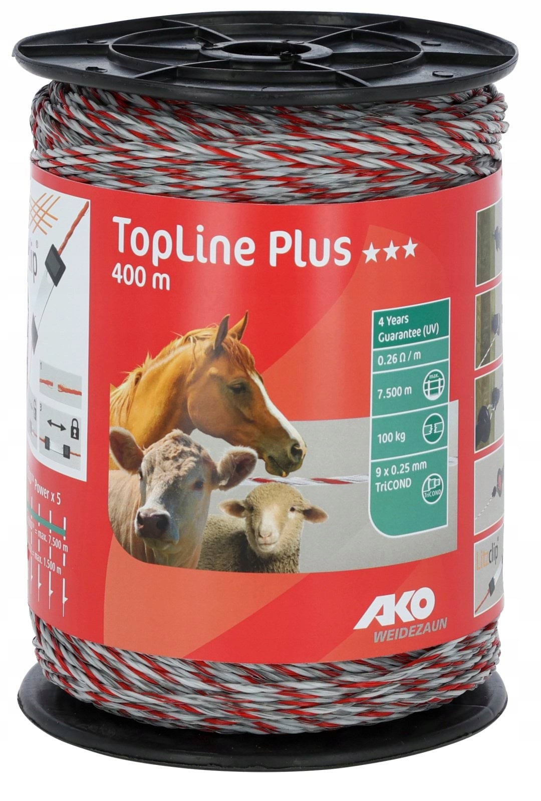 Pletená Plotová Linka Top Line 400 m Bílo Červená Ako