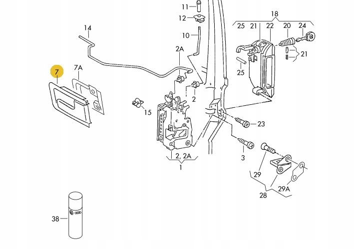 701837019A - Внутренняя ручка VW Transporter T4 левая