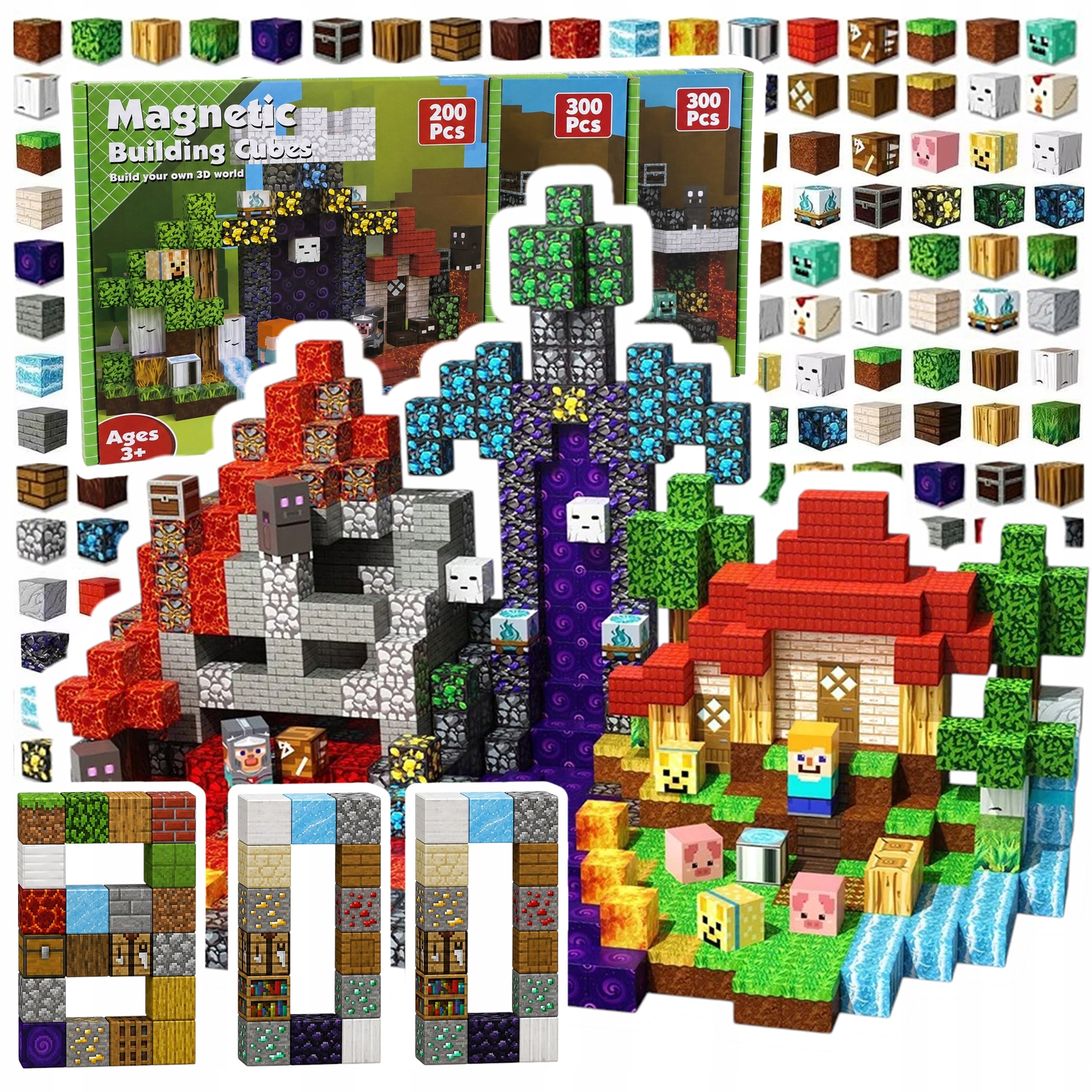 Klocki magnetyczne kostki sześciany Duży Zestaw XXL Magnetic Cubes 800 el.