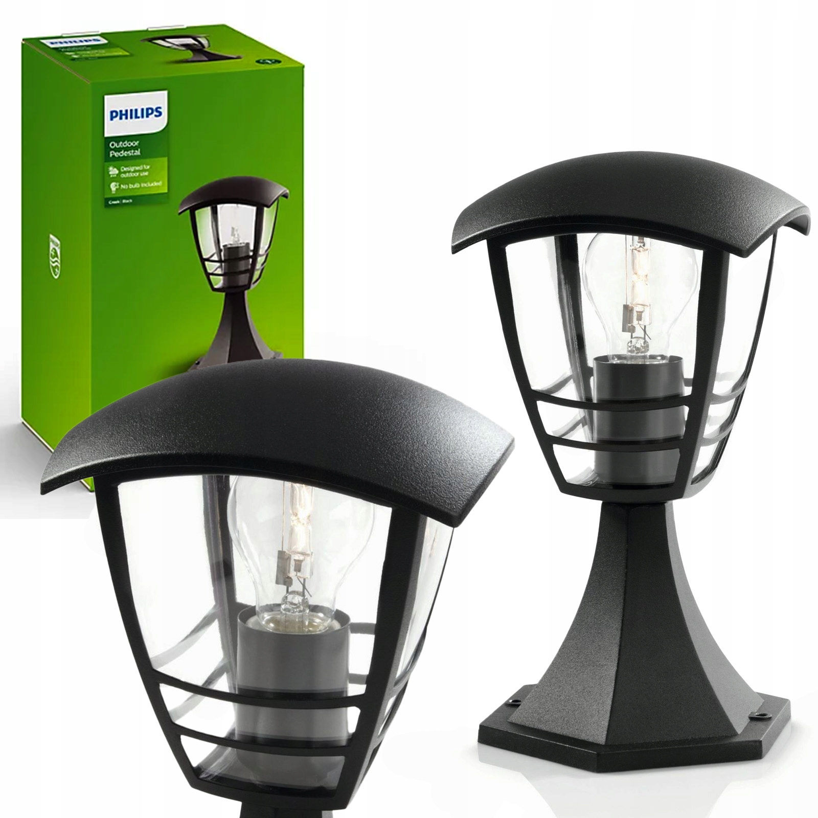 Venkovní zahradní lampa Sloupek 30 cm Lampa E27 IP44 Černá Philips