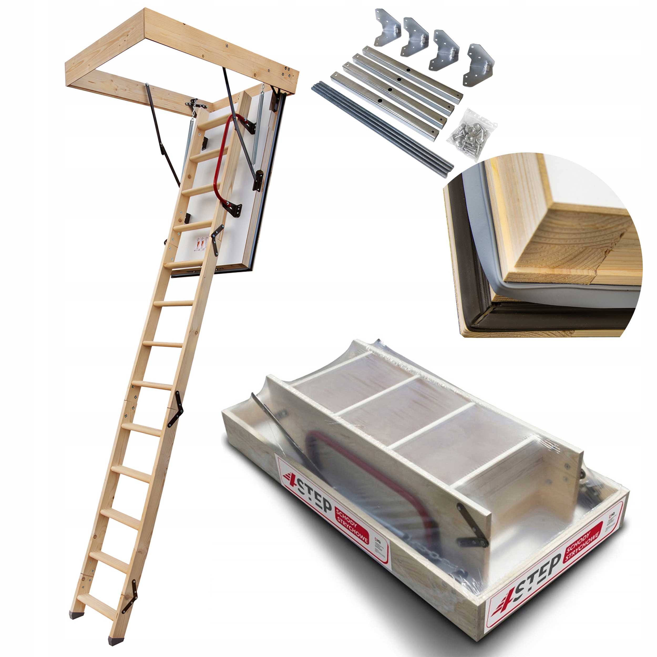 Půdní schody Nordic 87 mm 130 x 60 0,44 W H305 cm Druhé těsnění Upevnění