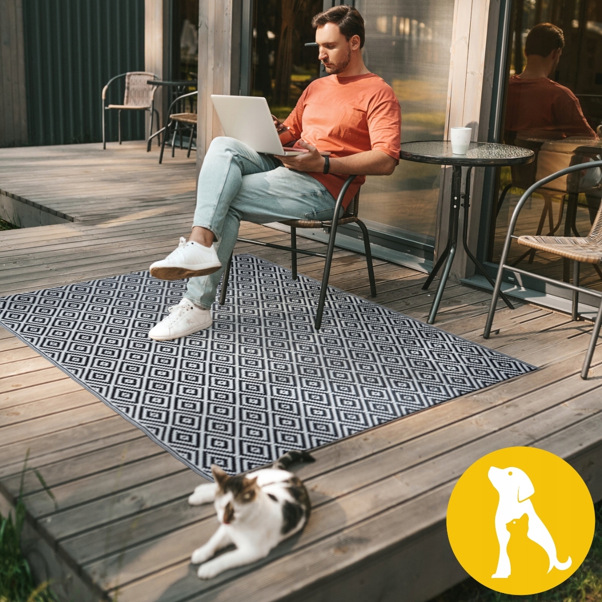 WODOODPORNY DYWAN TARASOWY ZEWNĘTRZNY 160x220cm MATA NA TARAS BALKON OGRÓD Rodzaj płaskotkany