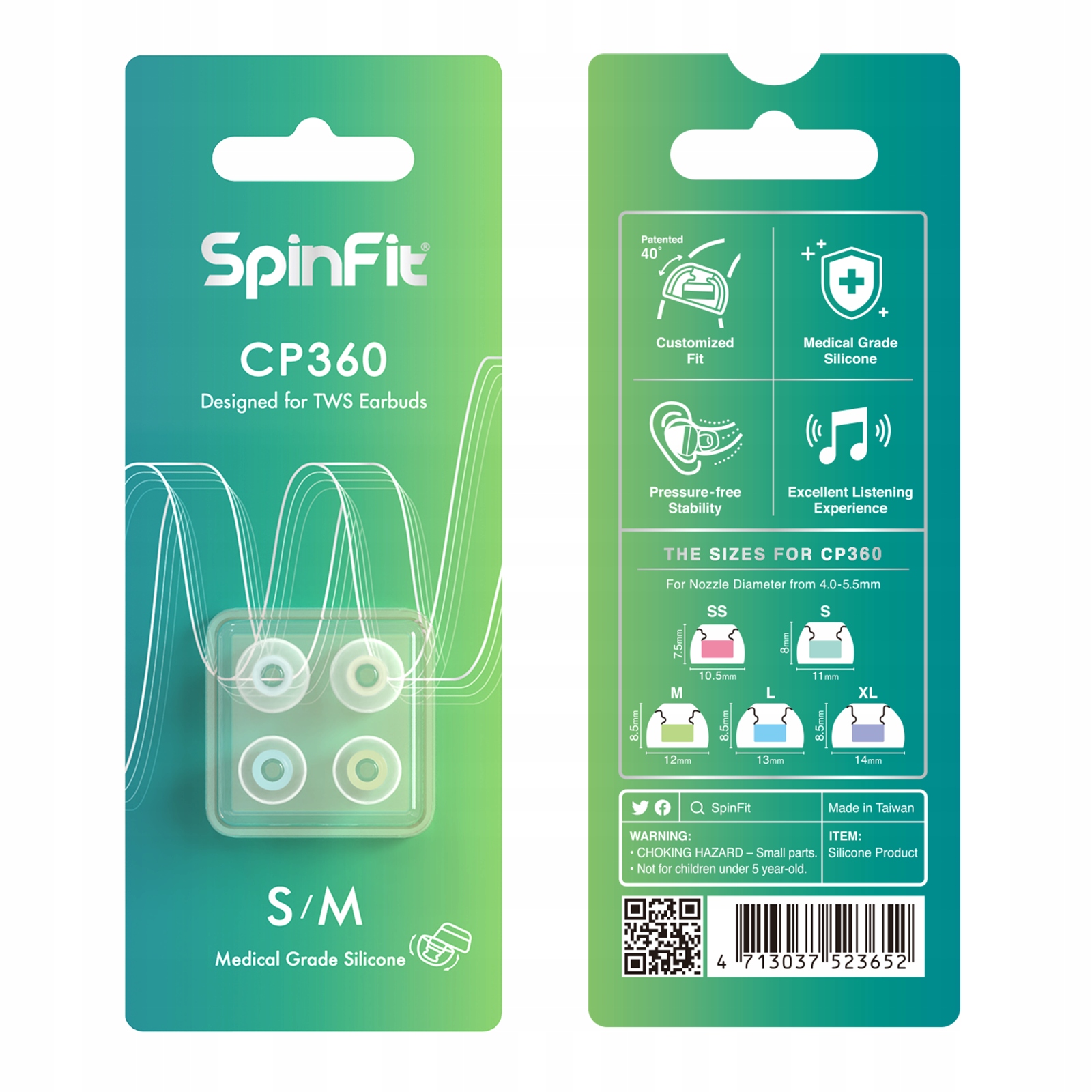 

SpinFit CP360-M/S Profesjonalne Nakładki 2 Pary
