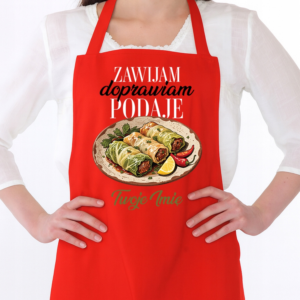 Černá zástěra Tradiční polská kuchyně pro kuchařku Dochucuje, uvádí Wz