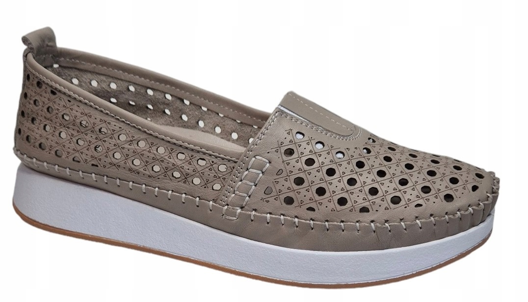 Modo 2404 Béžové espadrilky – lehká/ažurová kůže/lico vel.37