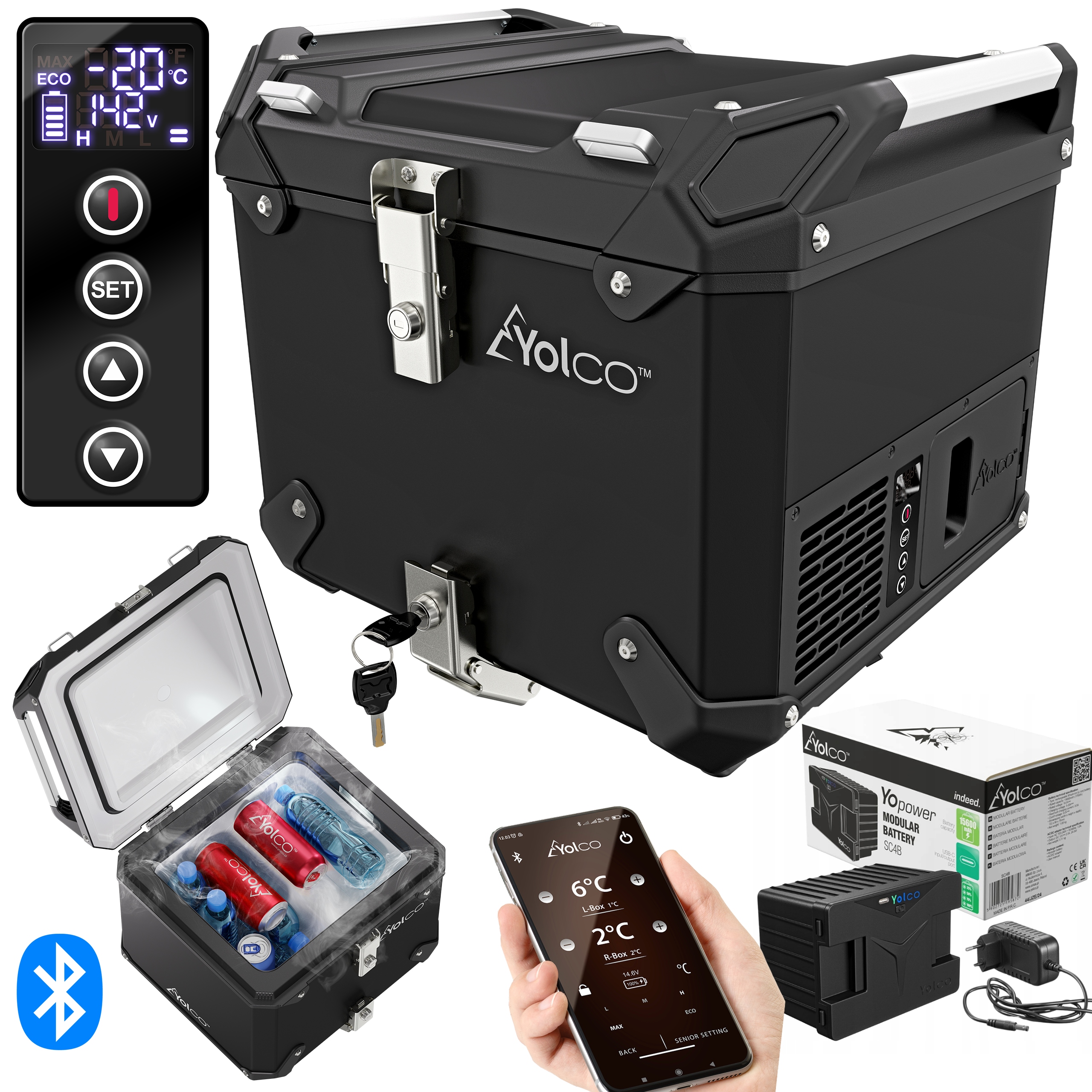 Lodówka Motocyklowa Kompresorowa Yolco Bateria MCX17 Black 17l Topcase