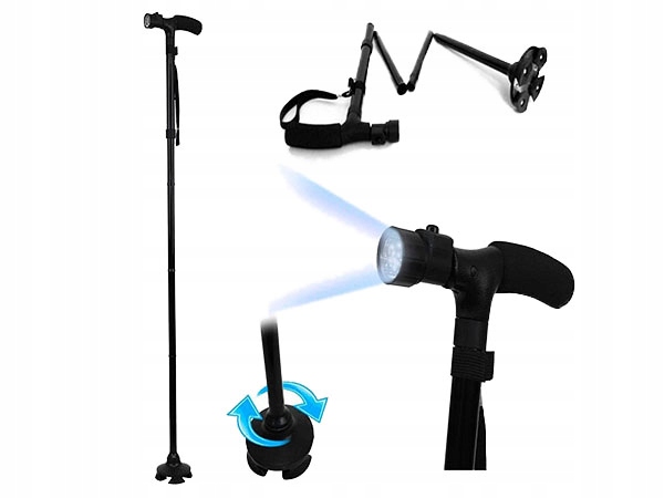 СКЛАДНАЯ КОЛЕСО С 6-СВЕТОДИОДНЫМ ФОНАРЕМ АЛЮМИНИЕВАЯ ОПОРА ЛЕГКАЯ ПРОЧНАЯ Модель 15250