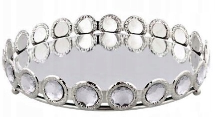 

Taca lustrzana glamour srebrna Cyrkonie 27,5cm