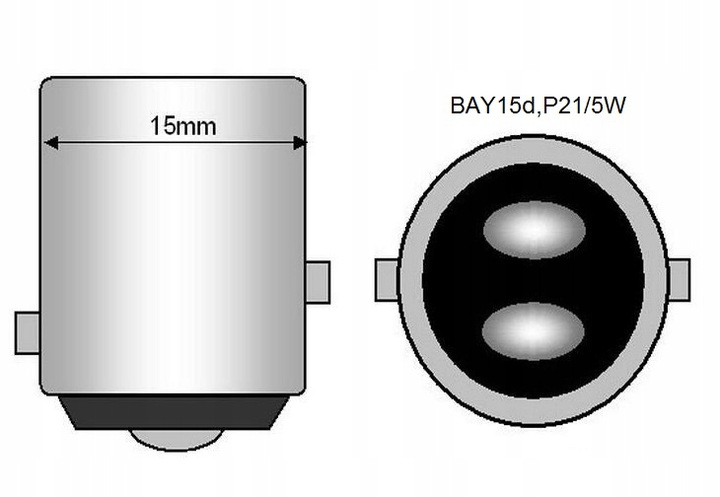 Żarówki LED stop pozycja P21W/5W 12/24V AMIO mocne Podstawa BAY15d