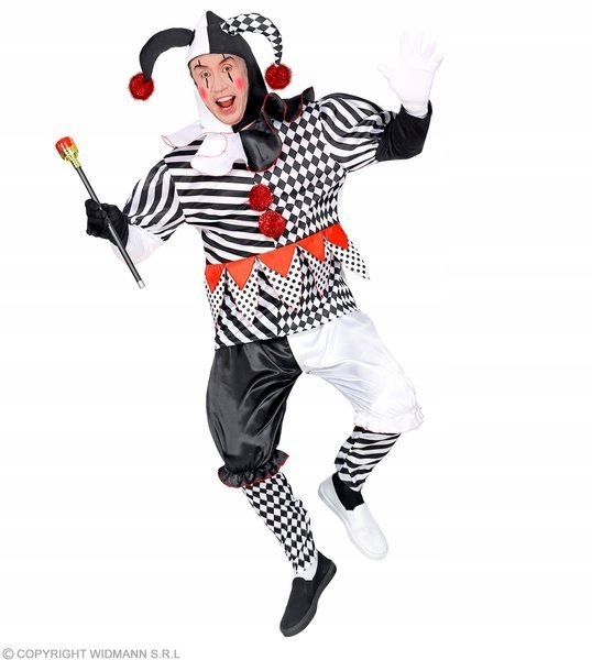 Kostým Harlequin Pánský Černobílý Šašek L