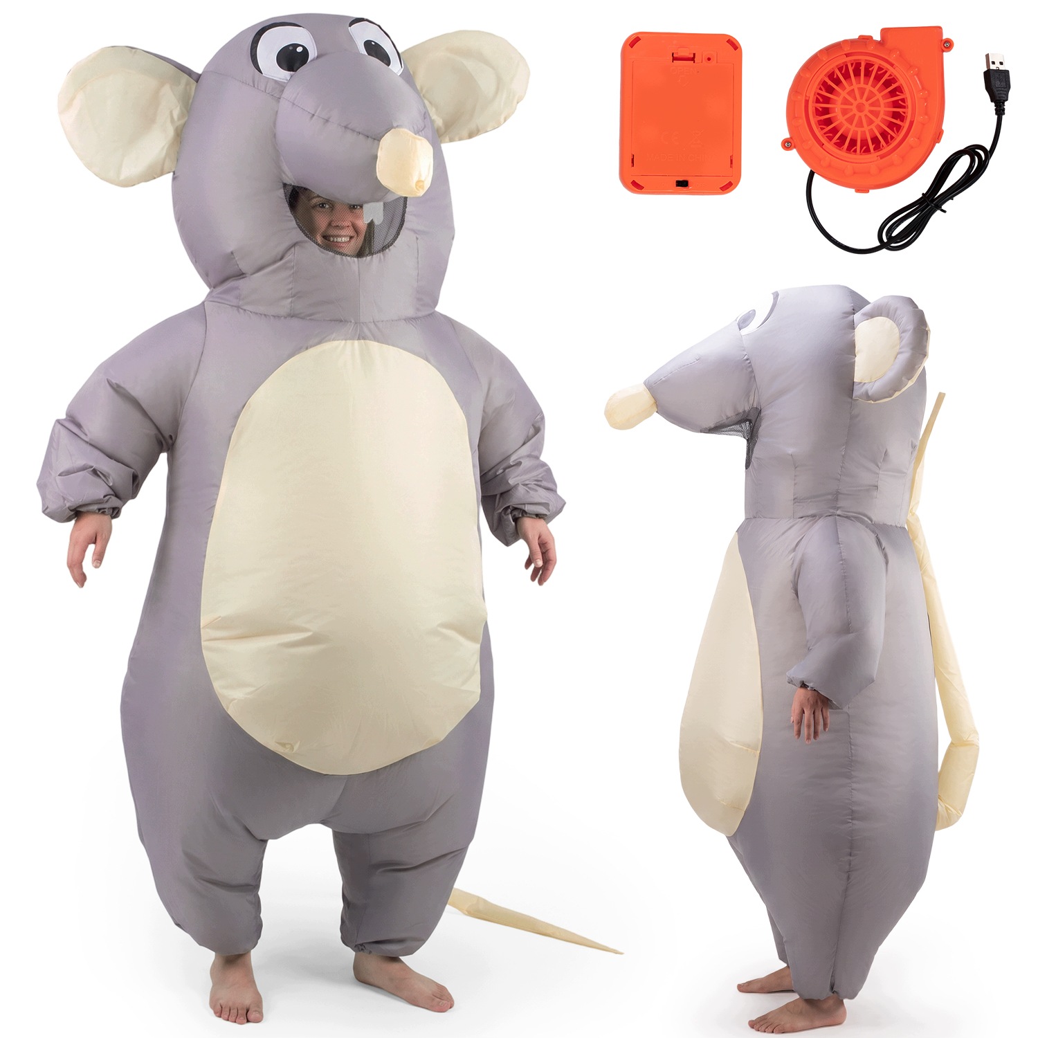 Vestavěný ventilátor Inflatable Mouse Šedý kostým pro první přehlídky a festivaly