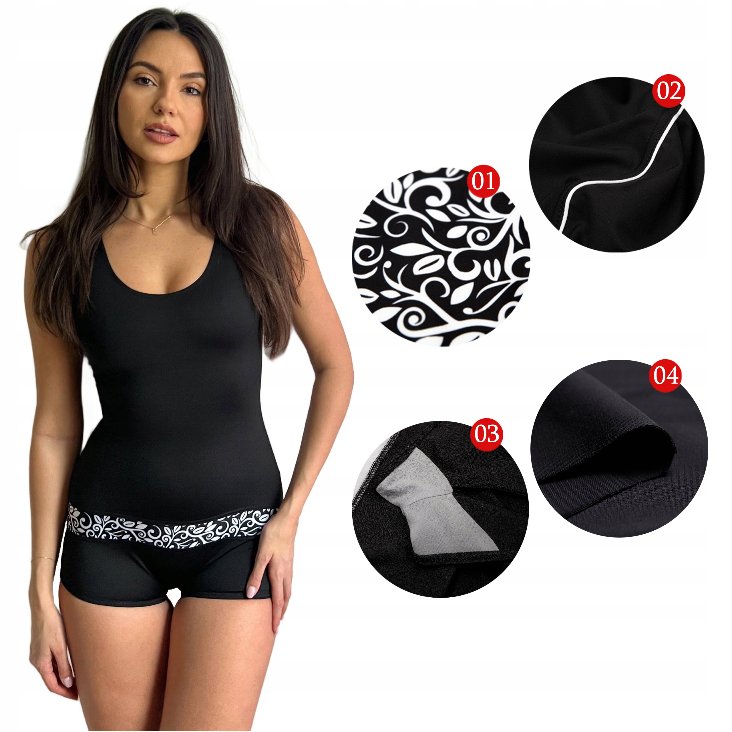 Strój kąpielowy jednoczęściowy kostium wyszczuplający CZARNY damski 36 S Marka Ercole