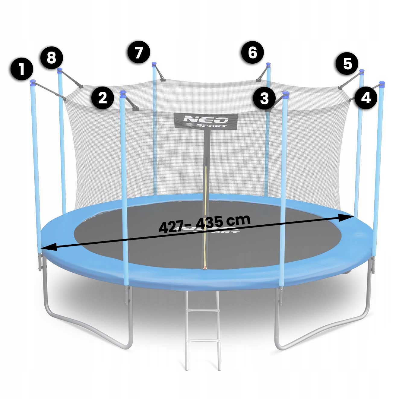 SIATKA DO TRAMPOLINY 14FT 427/435 na 8 SŁUPKÓW Kod producenta 1825