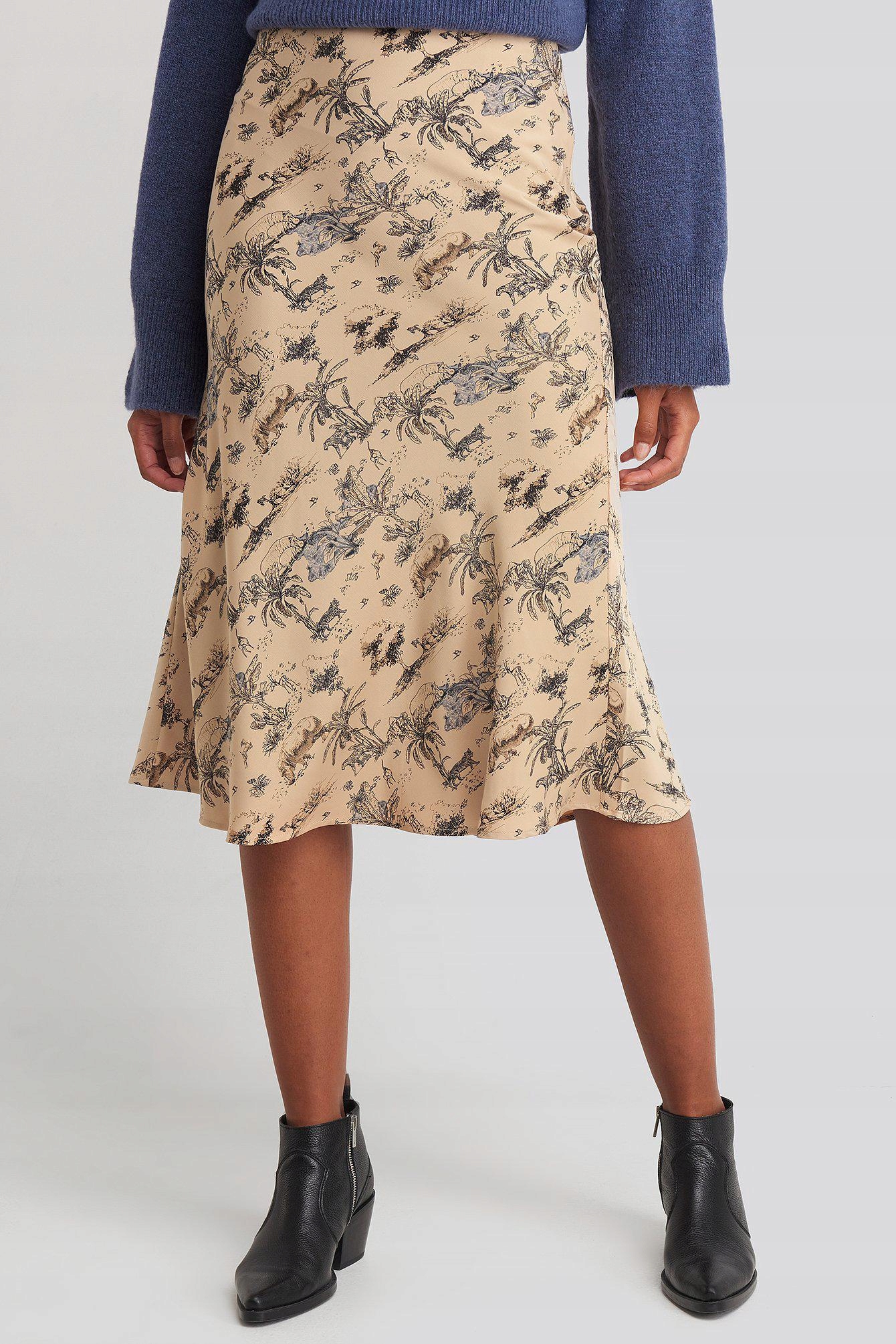 164B002 NA-KD TREND NKD05 BEŻOWA MIDI SPÓDNICA 40 Rozmiar 40