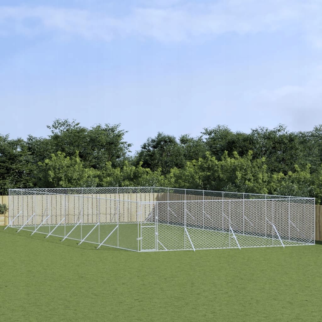 Levně Venkovní psí kotec stříbrný 8 x 16 x 2 m pozinkovaná ocel