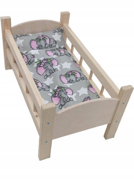 ŁÓŻECZKO DREWNIANE dla lalek DUŻE +POŚCIEL