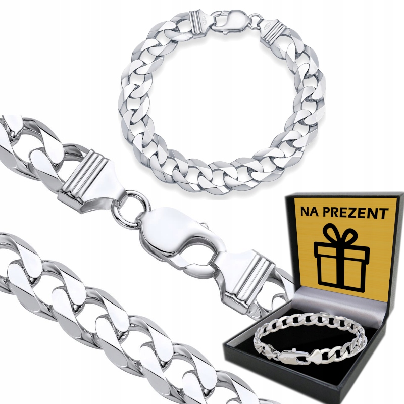 Náramek Hrubý Stříbrný Pánský Stříbro pr 925 Náramek 12mm/22cm Pancíř