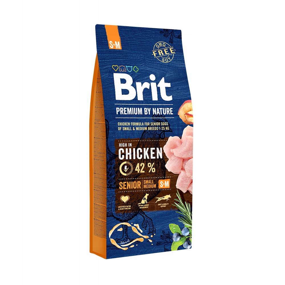 Brit Premium By Nature Senior S+m s kuřecím masem 15 kg