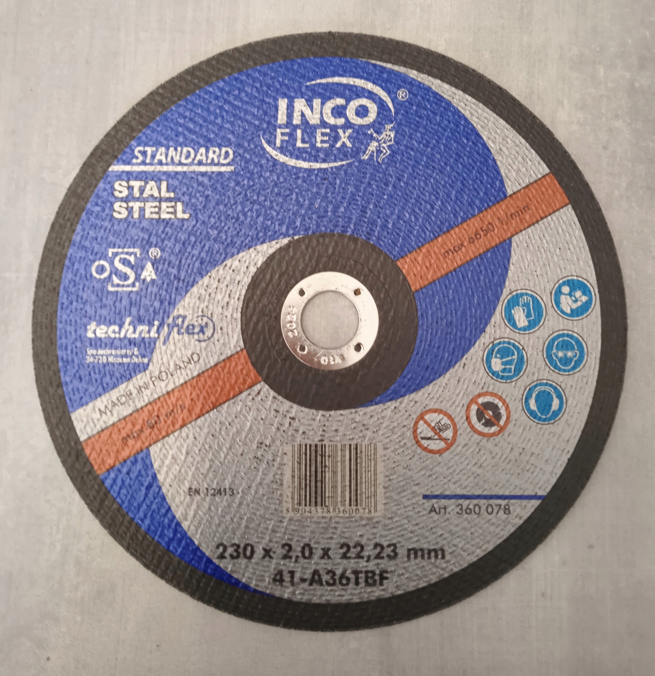 

tarcza do cięcia metal stal 230x2,0x22,2 Inco Flex