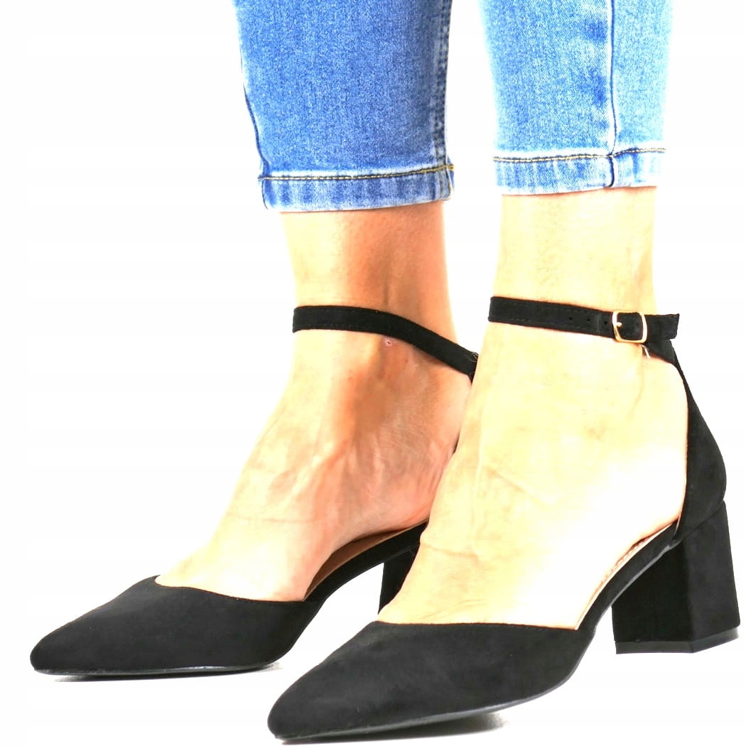 Lodičky S Páskem, Semišové, Černé, Na Nízkém Podpatku, Pohodlné, Klasické, 36