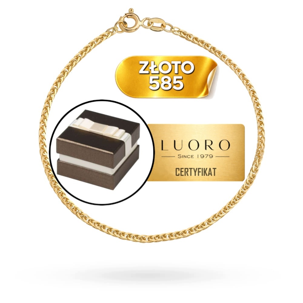Náramek Zlatý 585 14K Vazba Liščí Ocas 18 CM Elegantní Jemný