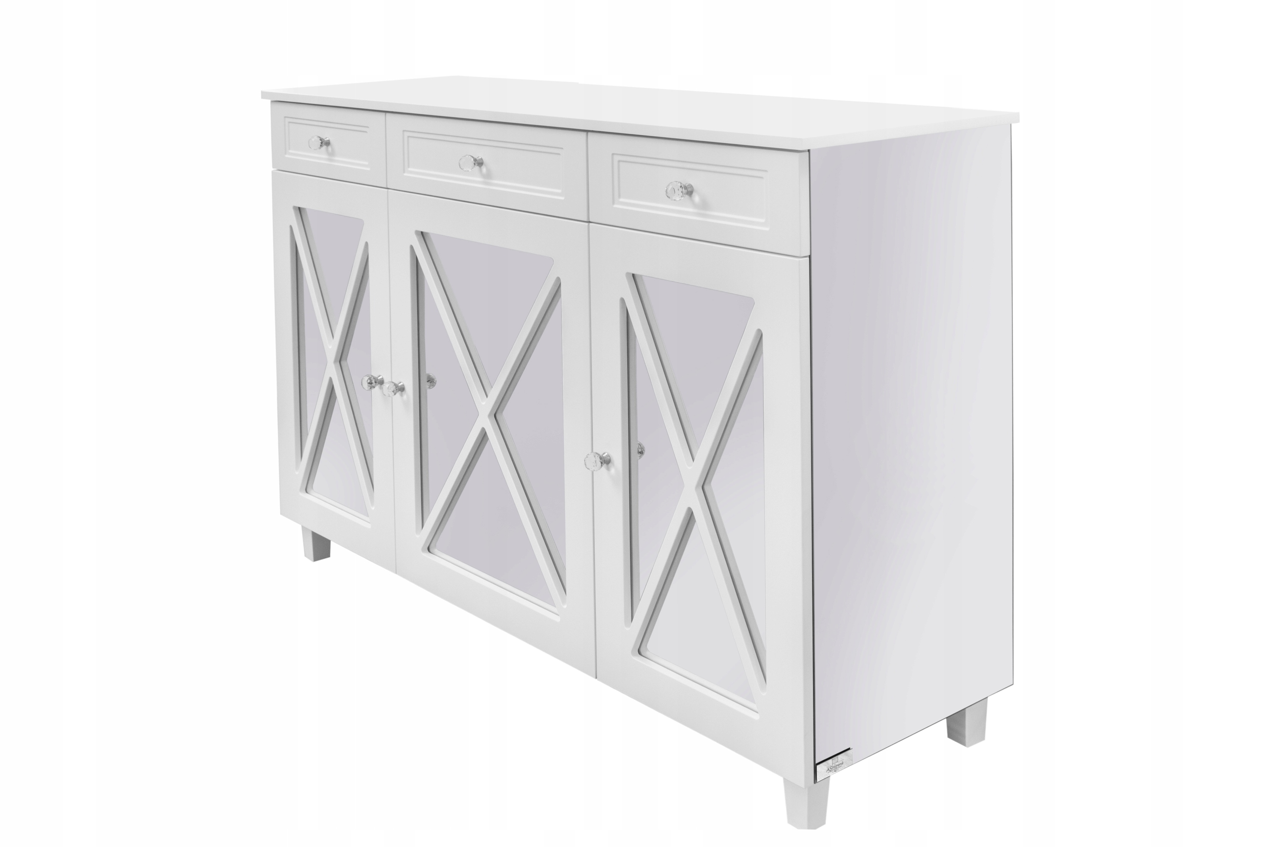 Kredens z drzwiczkami X i szufladami, mdf, biały Kolor mebla biały
