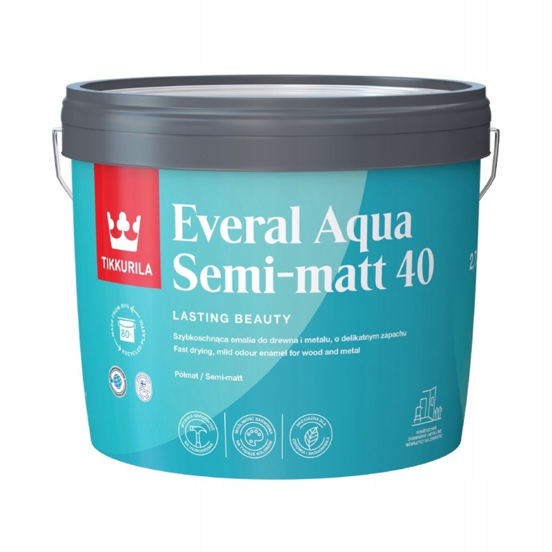 Tikkurila Everal Semi Matt [40] Grey Tmavé 9 L
