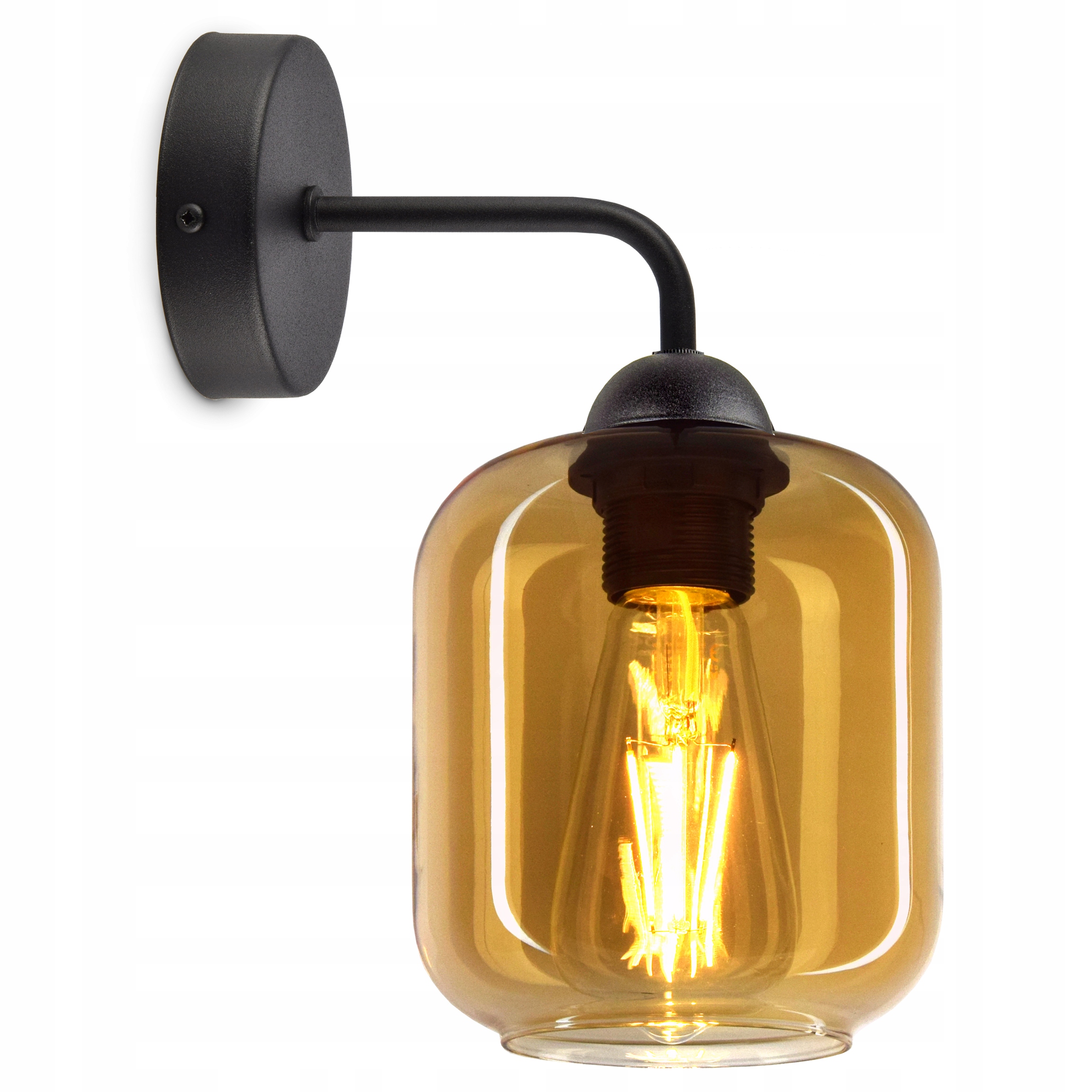 

Lampa Ścienna Kinkiet Szklany Klosz Miód Led