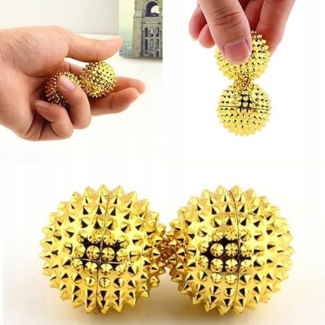 KULKI MAGNETYCZNE DO MASAŻU AKUPRESURY KAMIEŃ MAGNETYCZNY ZLOTE x2 Model Q68