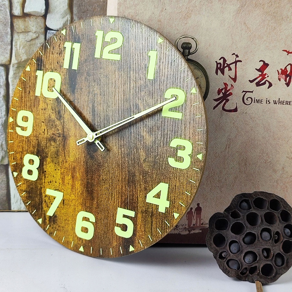 DREWNIANY ZEGAR ŚCIENNY SYPIALNIA ŚWIECĄCY OGNIEM Typ inny