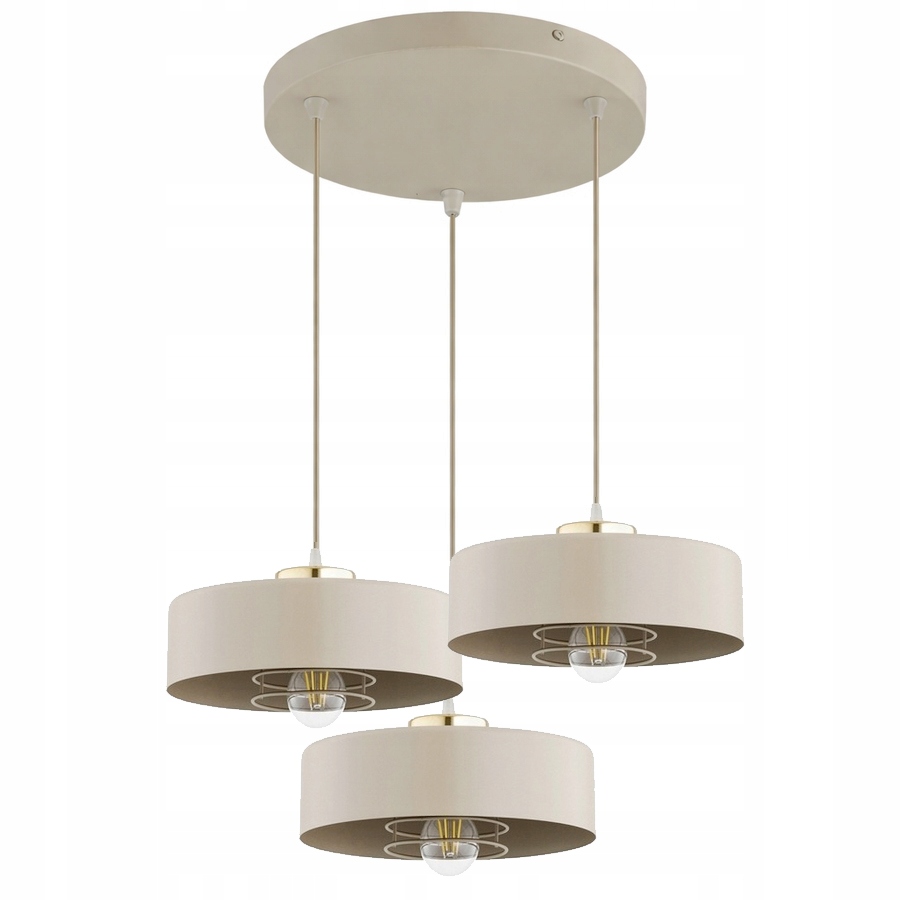 Lampa Wisząca Sufitowa Ecru Beż Kaszmir Żyrandol Złota 3x E27 Led