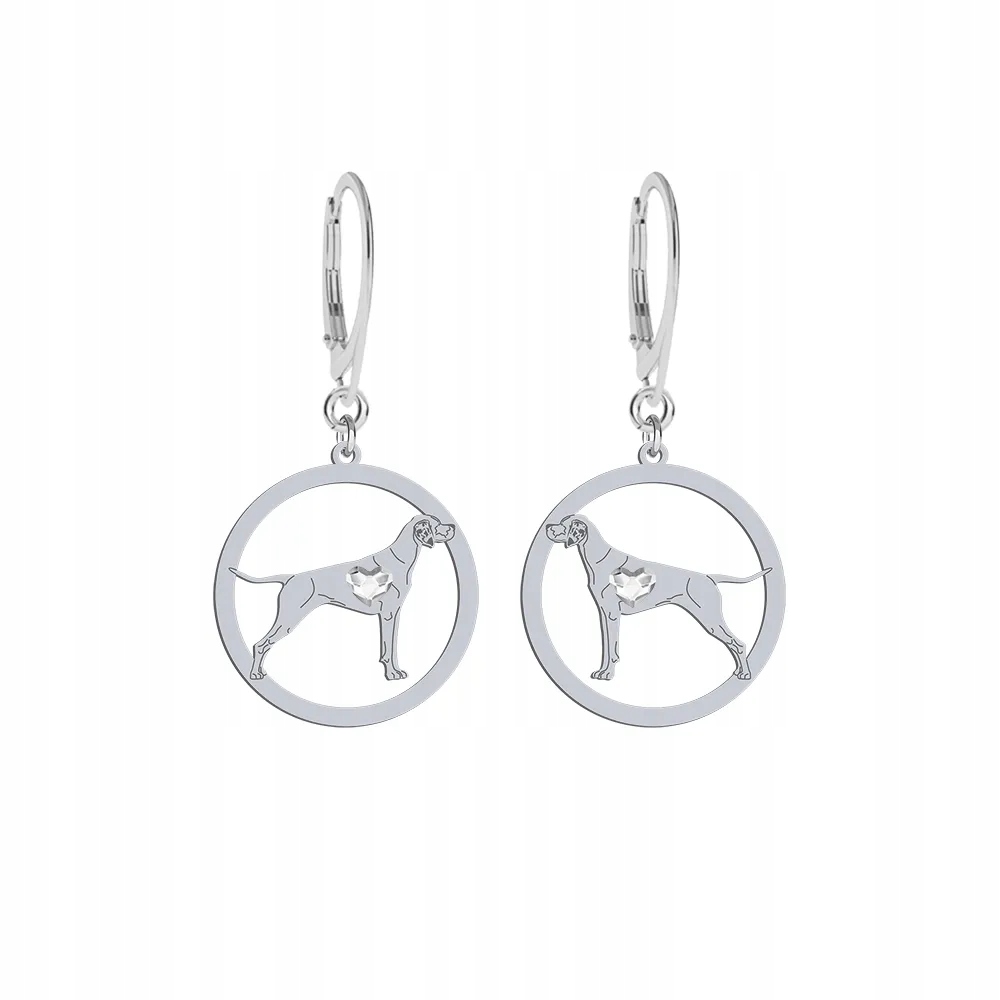 Stříbrné Náušnice se psem Pointer Stříbro 925 Šperky Dárek Gravírování Bonus