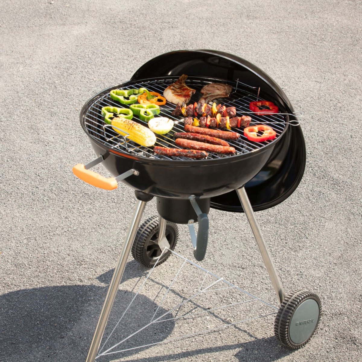 XXL GRILL Węglowy z POPIELNIKIEM na Kółkach BBQ Naterial 57cm