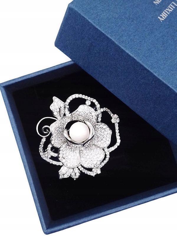 Luxusní Brož Přívěsek Květina Růže Stříbrná Rod Krabička Na Dárek