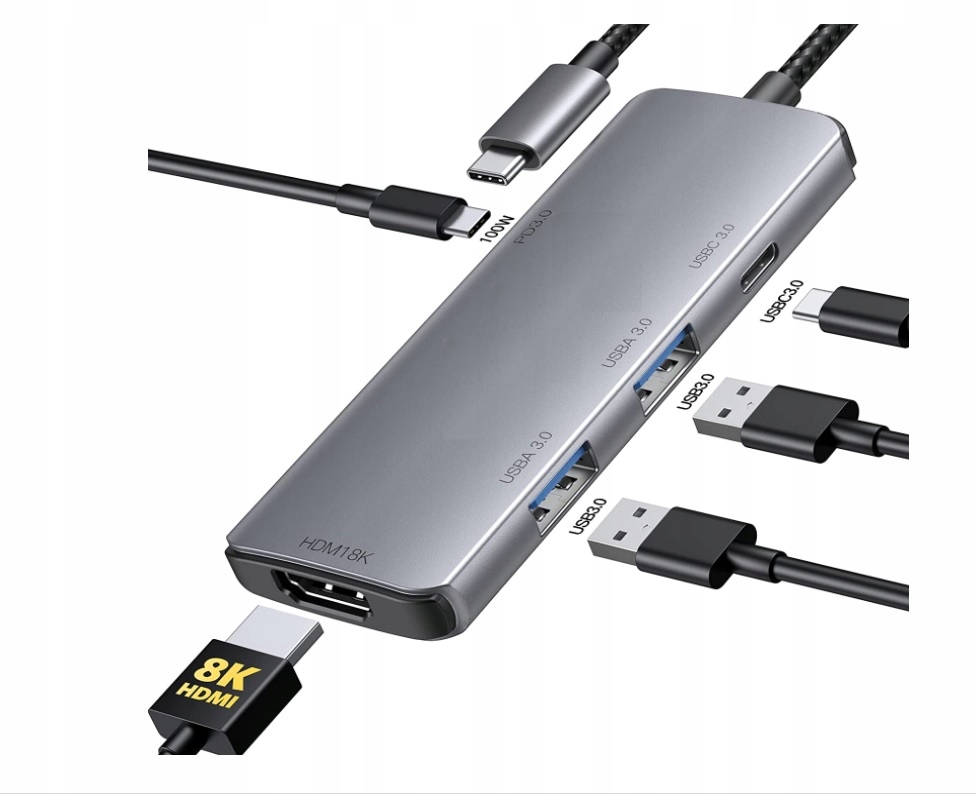 

4Apple.pl Hub Usb-c Hdmi 8K Usb 3.0 Pd 100W
