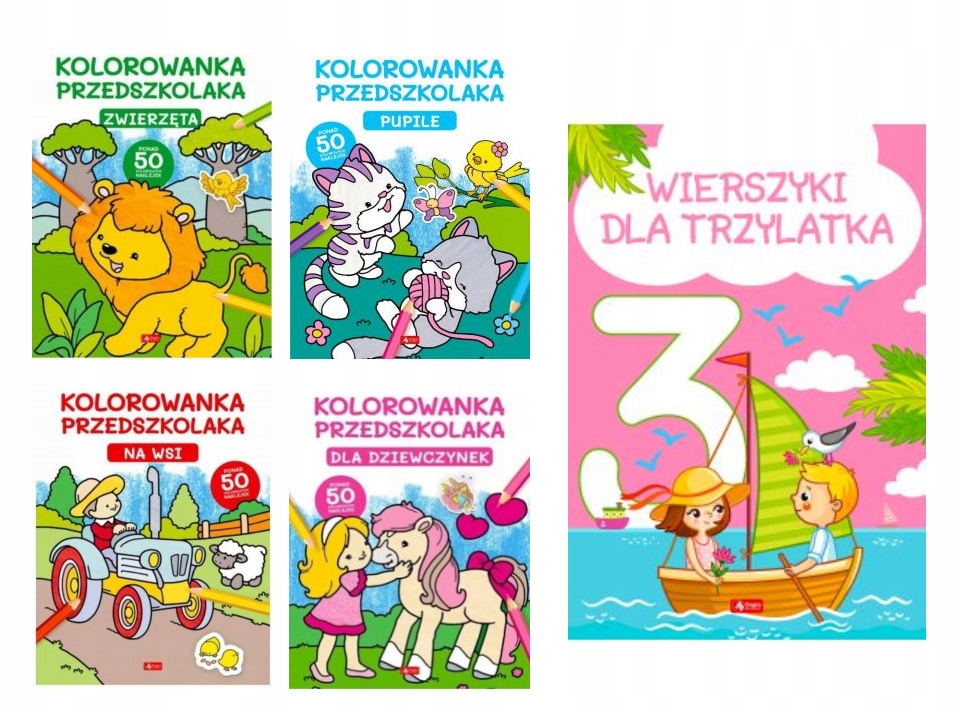 Wierszyki dla trzylatka 4 kolorowanki Naklejki dla dziewczynki