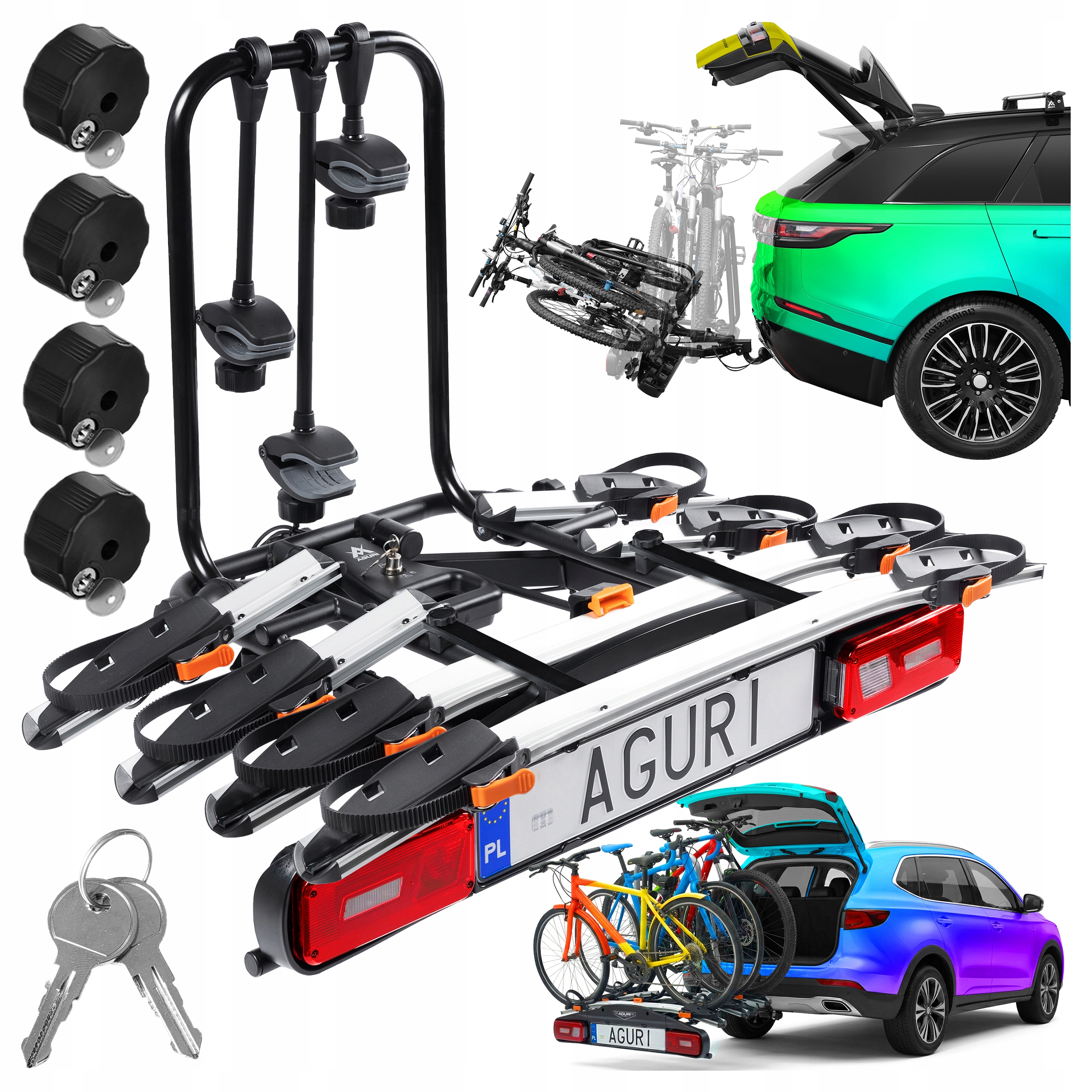 Велосипедная стойка для Aguri ACTIVE Bike Pro 4 Bikes Hook, откидной Серебряный 13p