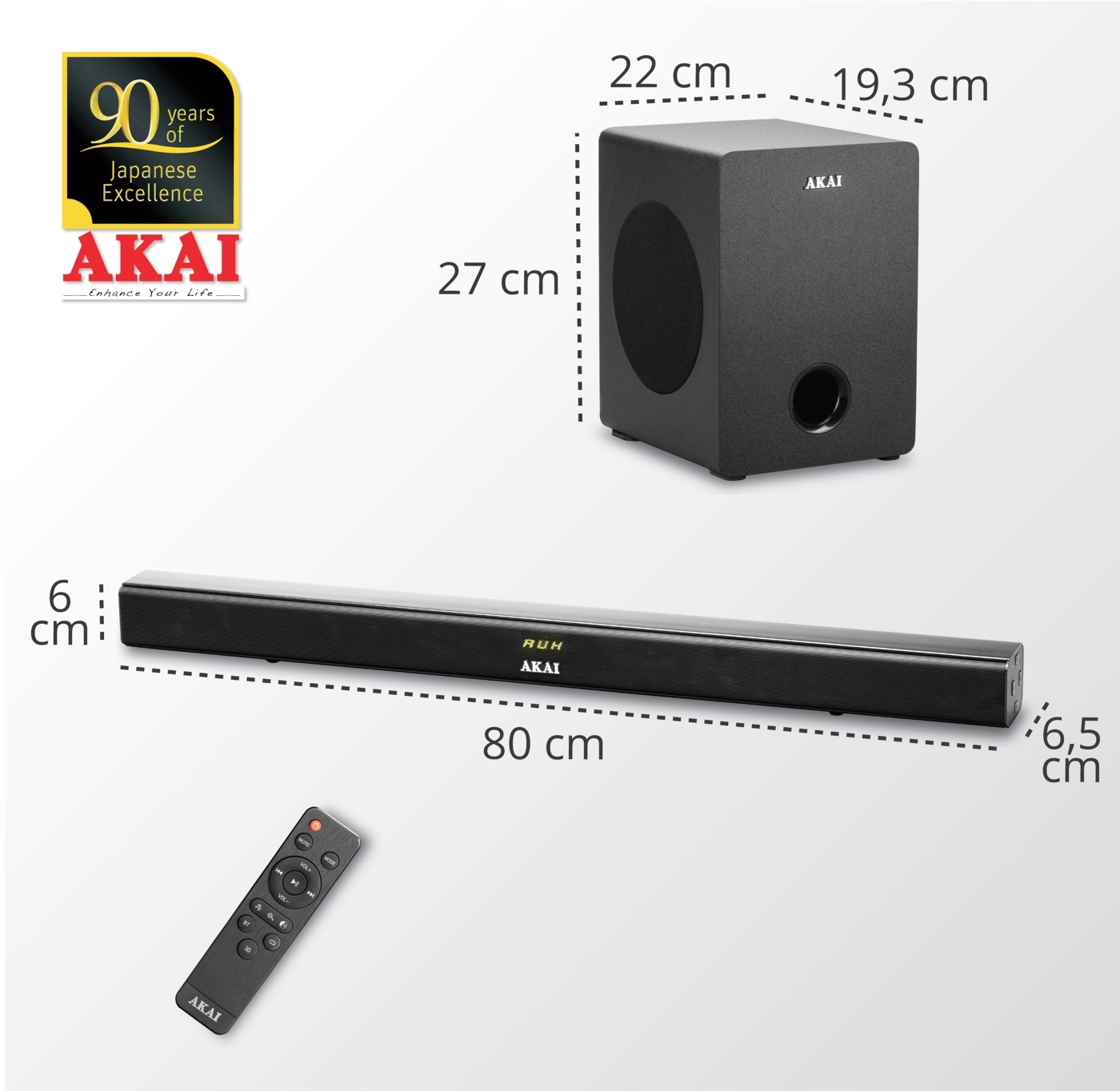 SOUNDBAR Z SUBWOOFEREM 2.1 BLUETOOTH AKAI ASB-6WSW Marka Akai