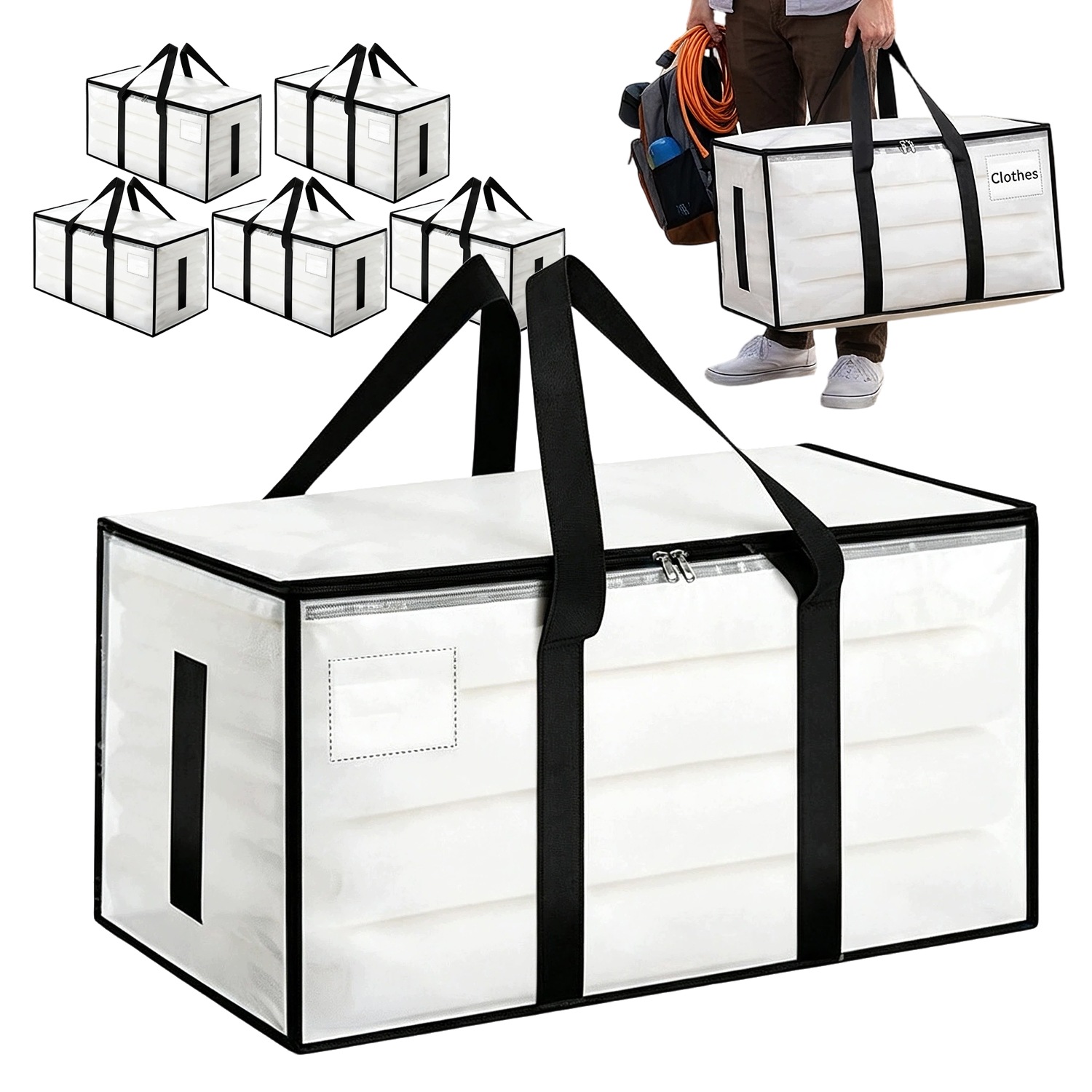 Tašky Na Stěhování 6 Kusů 90 L, Obdélníkové, Průhledné, Do 23 Kg, Silné