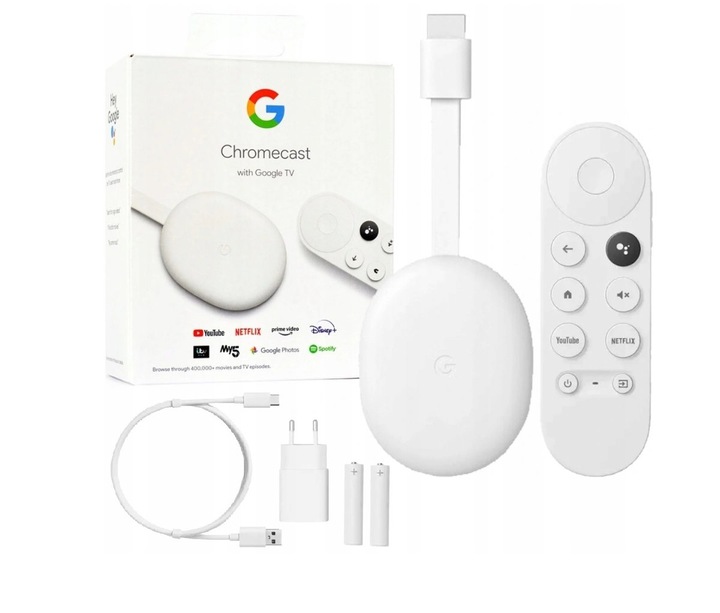 ODTWARZACZ MULTIMEDIALNY GOOGLE CHROMECAST 4.0 HD 4 GB Smart TV HDMI Stan opakowania oryginalne