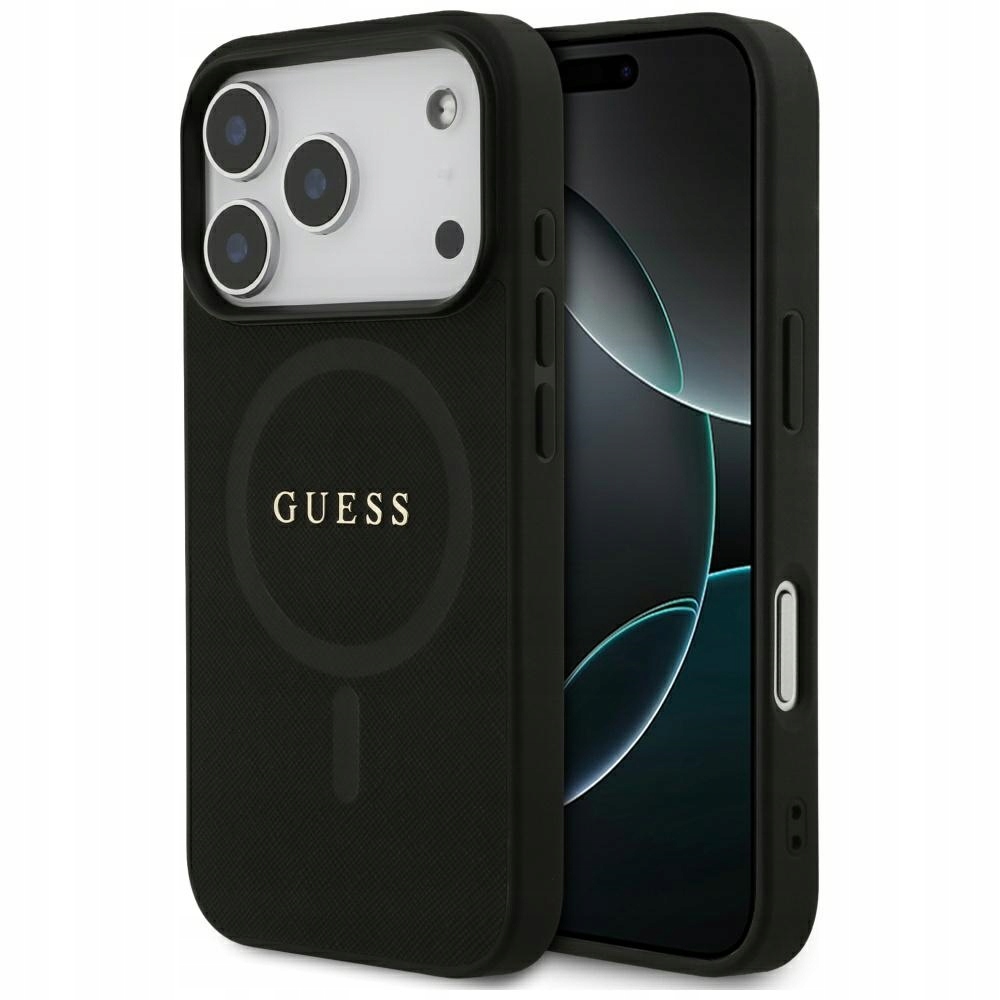 Pouzdro Guess Saffiano Classic Logo MagSafe pro iPhone 17 Pro, černý obal