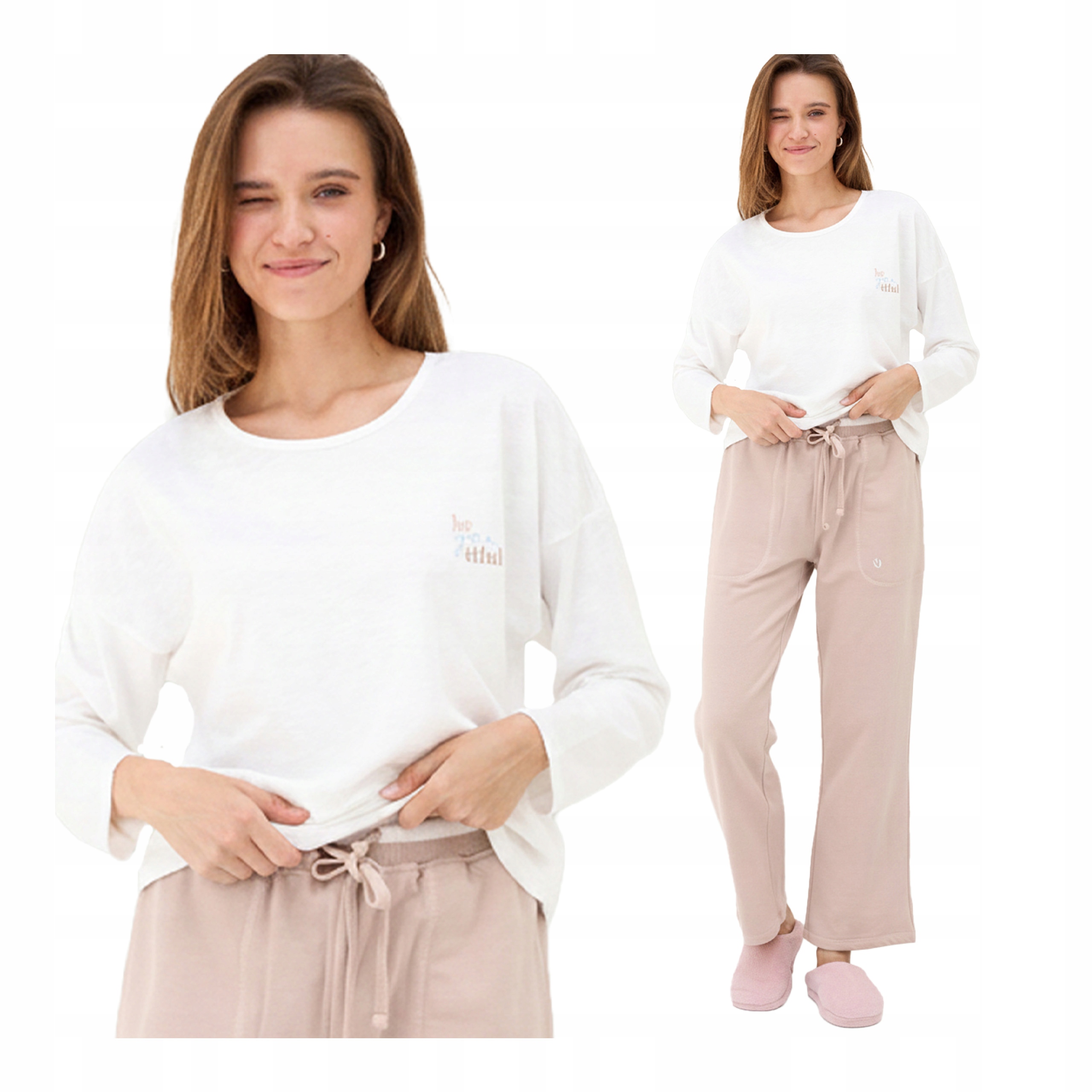 Dámské teplákové kalhoty halenka s dlouhým rukávem komplet Naviale XL