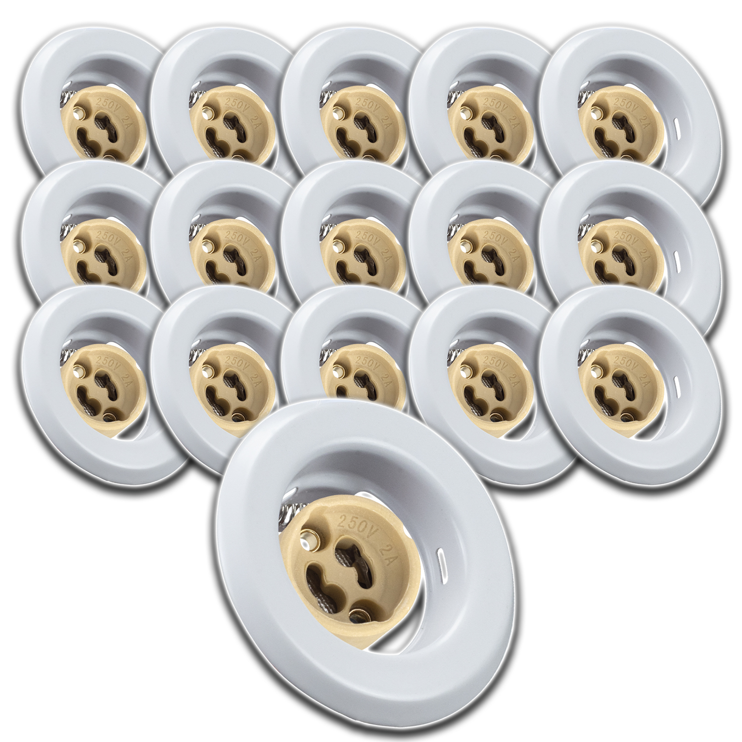 16x Bílé Kulaté Stropní Svítidlo Halogen Zásuvka Konektor GU10 Pro Žárovku